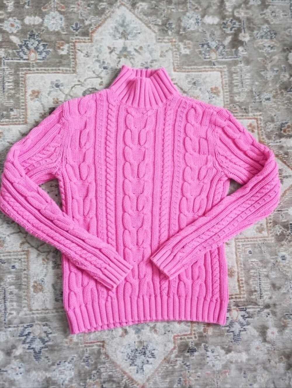 Chaps 100% cotton Y2K cable knit turtleneck chunky slim fit sweater